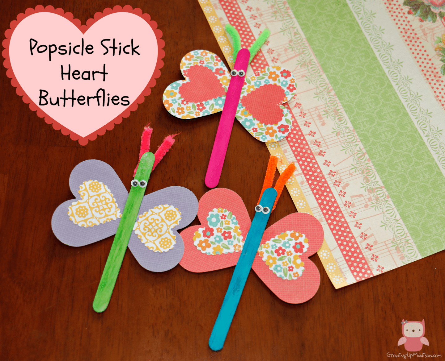 Popsicle Stick Heart Butterflies – An Easy Valentine’s Day Craft for Kids